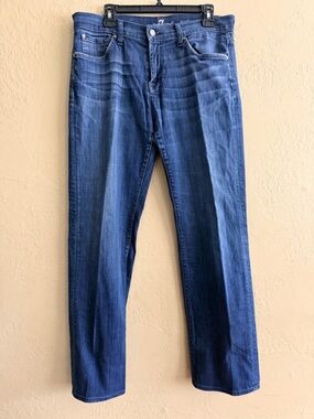 7 For All Mankind Women's Straight Leg Jeans in Deep Blue